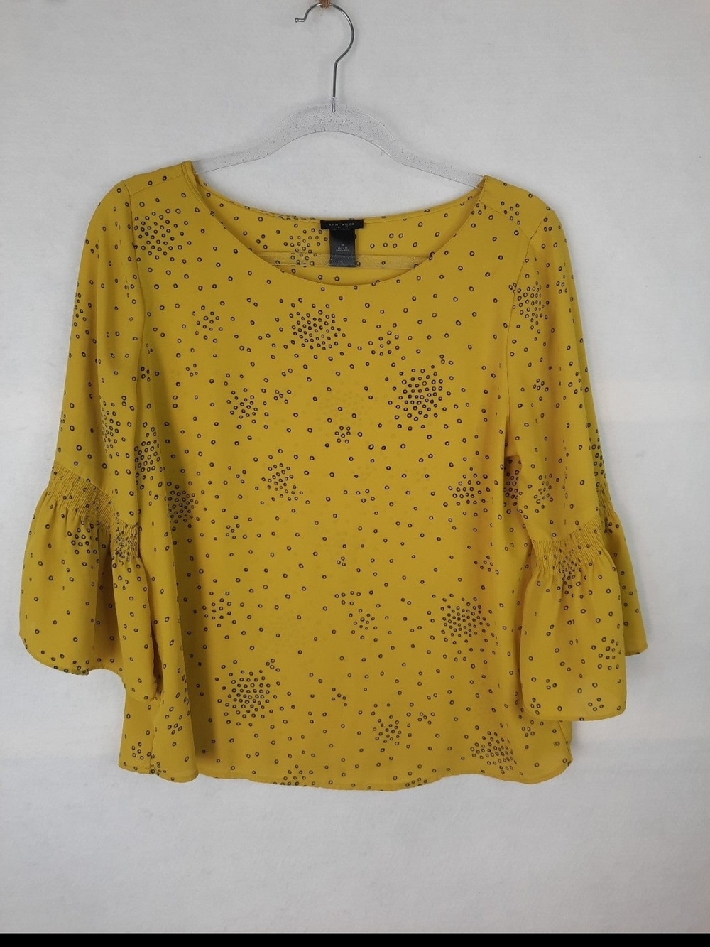 Ann Taylor Mustard Bell-Sleeve Blouse